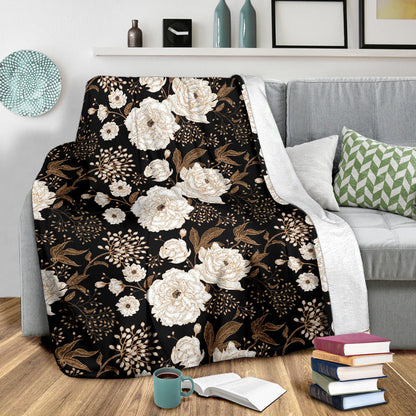 Peony Pattern Print Design A02 Premium Blanket