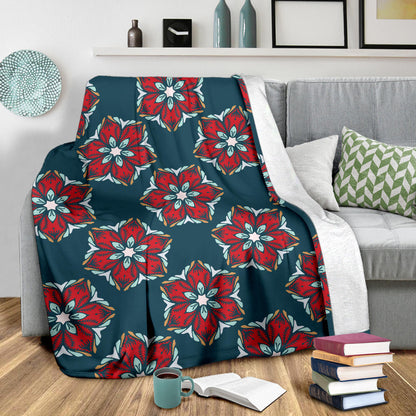 Poinsettia Pattern Print Design A03 Premium Blanket