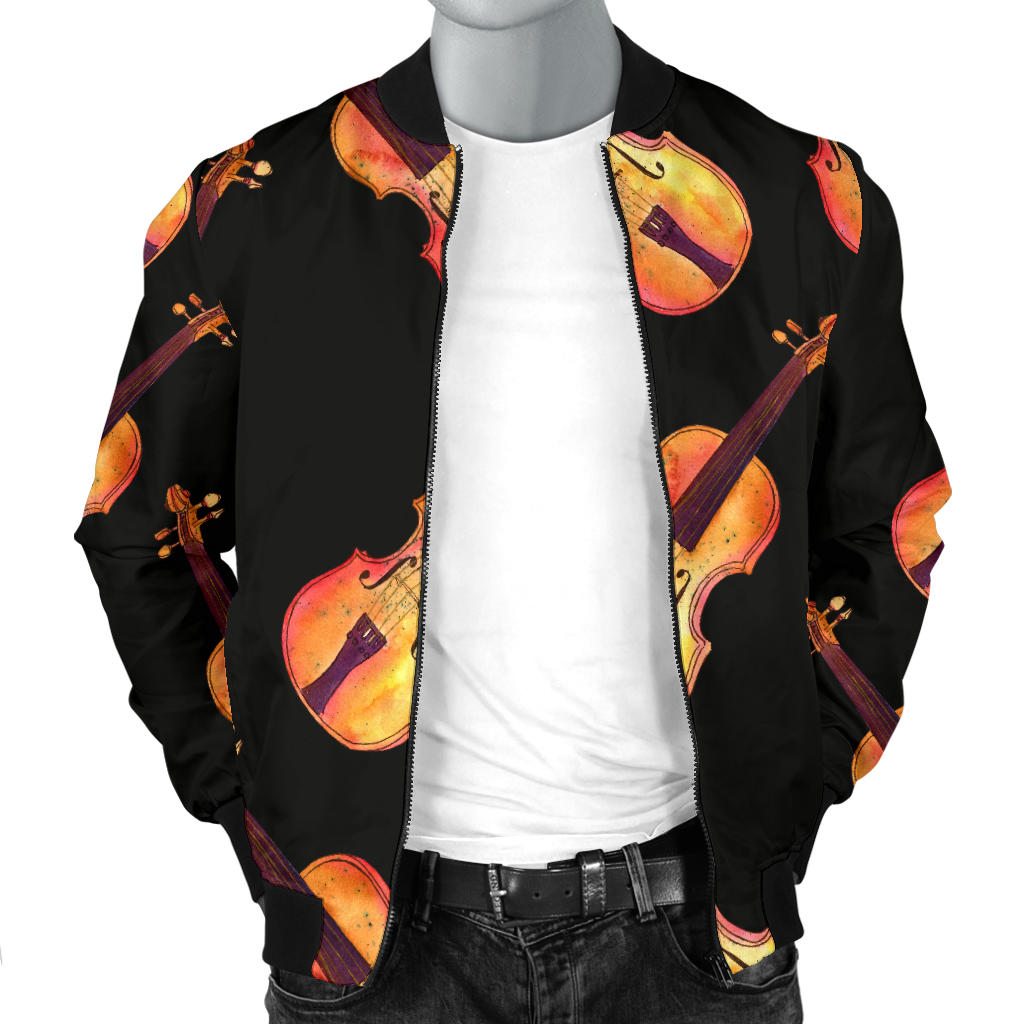 Violin Pattern Print Design 04 Men Bomber Jacket