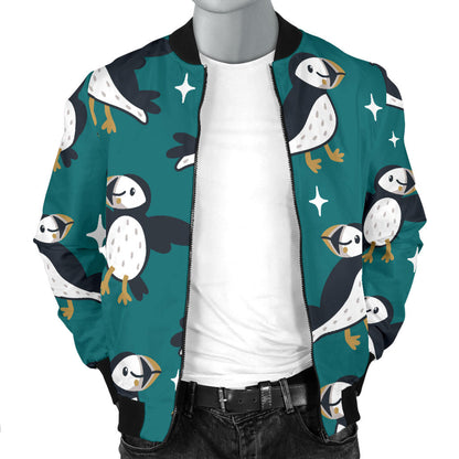 Puffin Pattern Print Design A05 Men Bomber Jacket