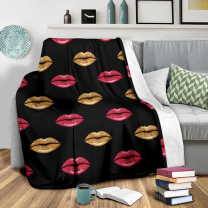 Lip Pattern Print Design 03 Premium Blanket