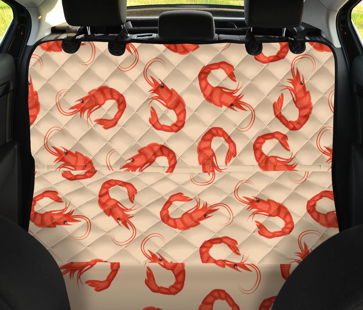 Prawn Pattern Print Design 02 Rear Dog Car Seat Cover Hammock