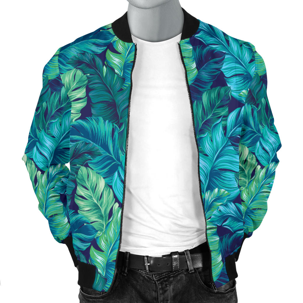 Banana Leaf Pattern Print Design 06 Men Bomber Jacket