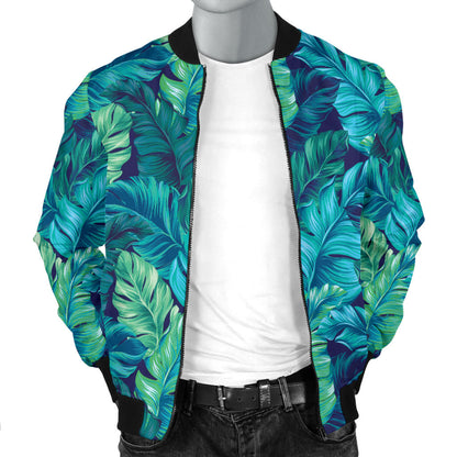Banana Leaf Pattern Print Design 06 Men Bomber Jacket