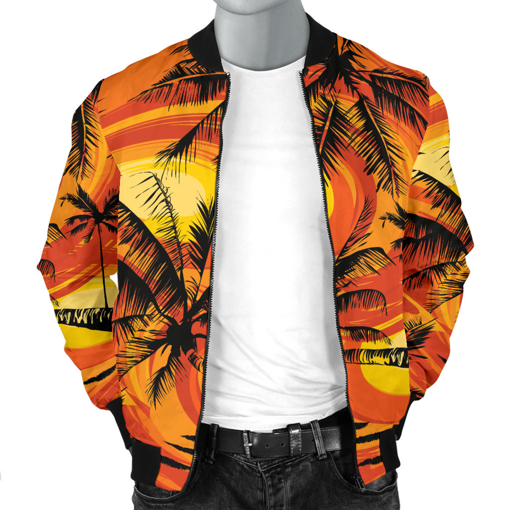 Palm Tree Pattern Print Design A02 Men Bomber Jacket