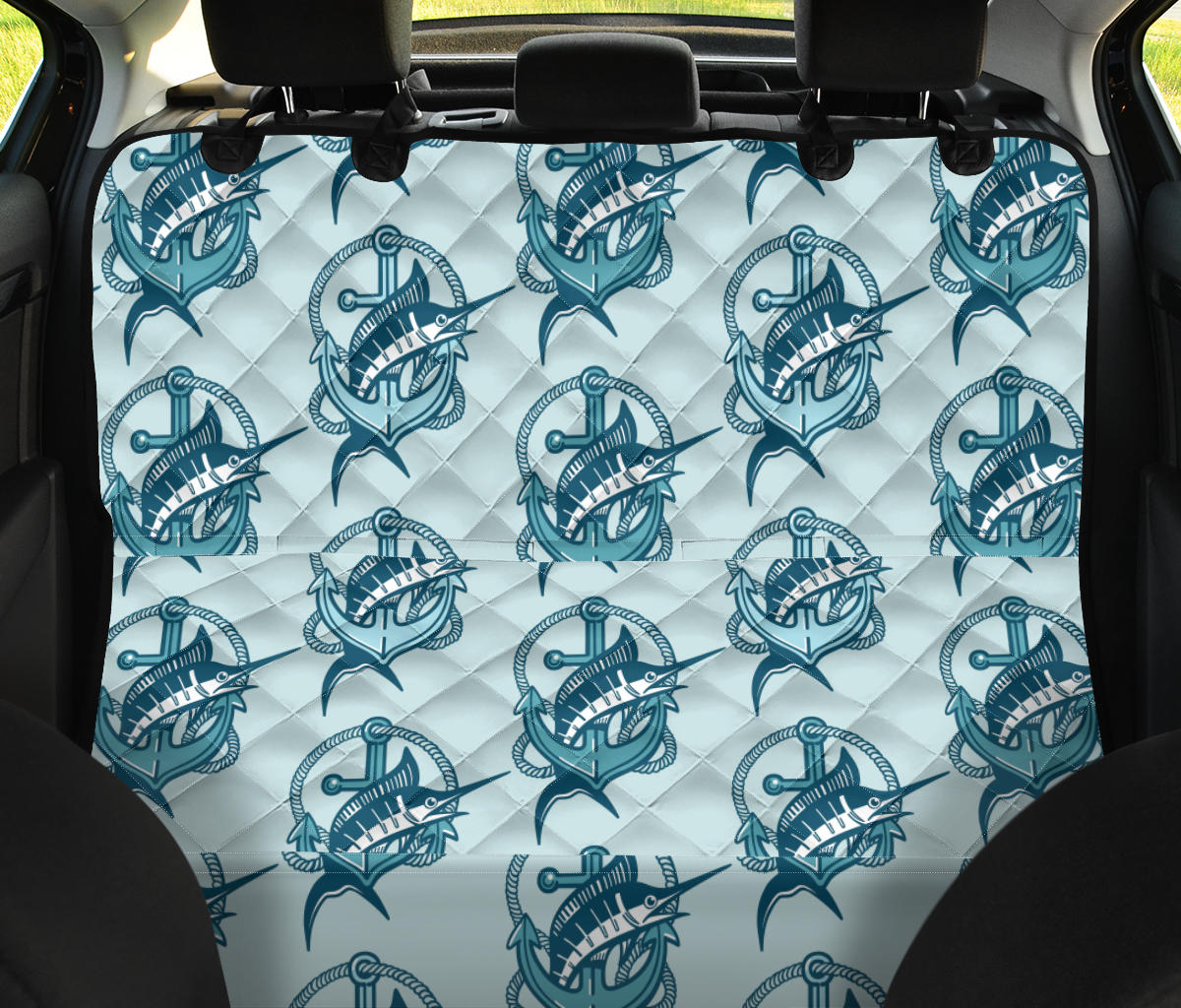 Swordfish Pattern Print Design 03 Rear Dog Car Seat Cover Hammock