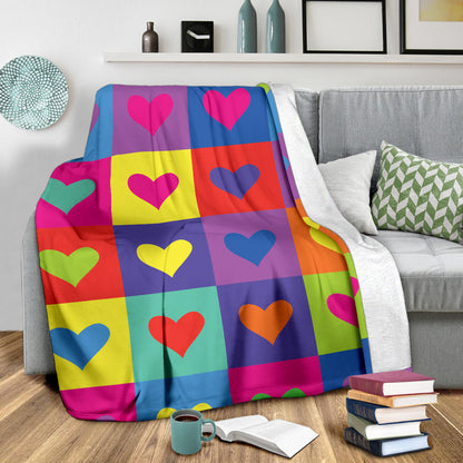 Pop Art Heart Pattern Print Design A01 Premium Blanket
