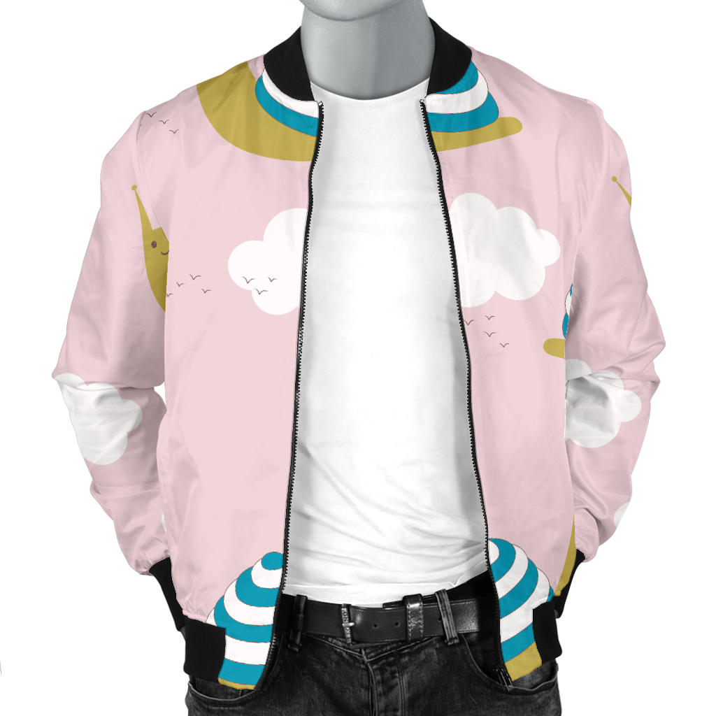 Snail Pattern Print Design 02 Men Bomber Jacket