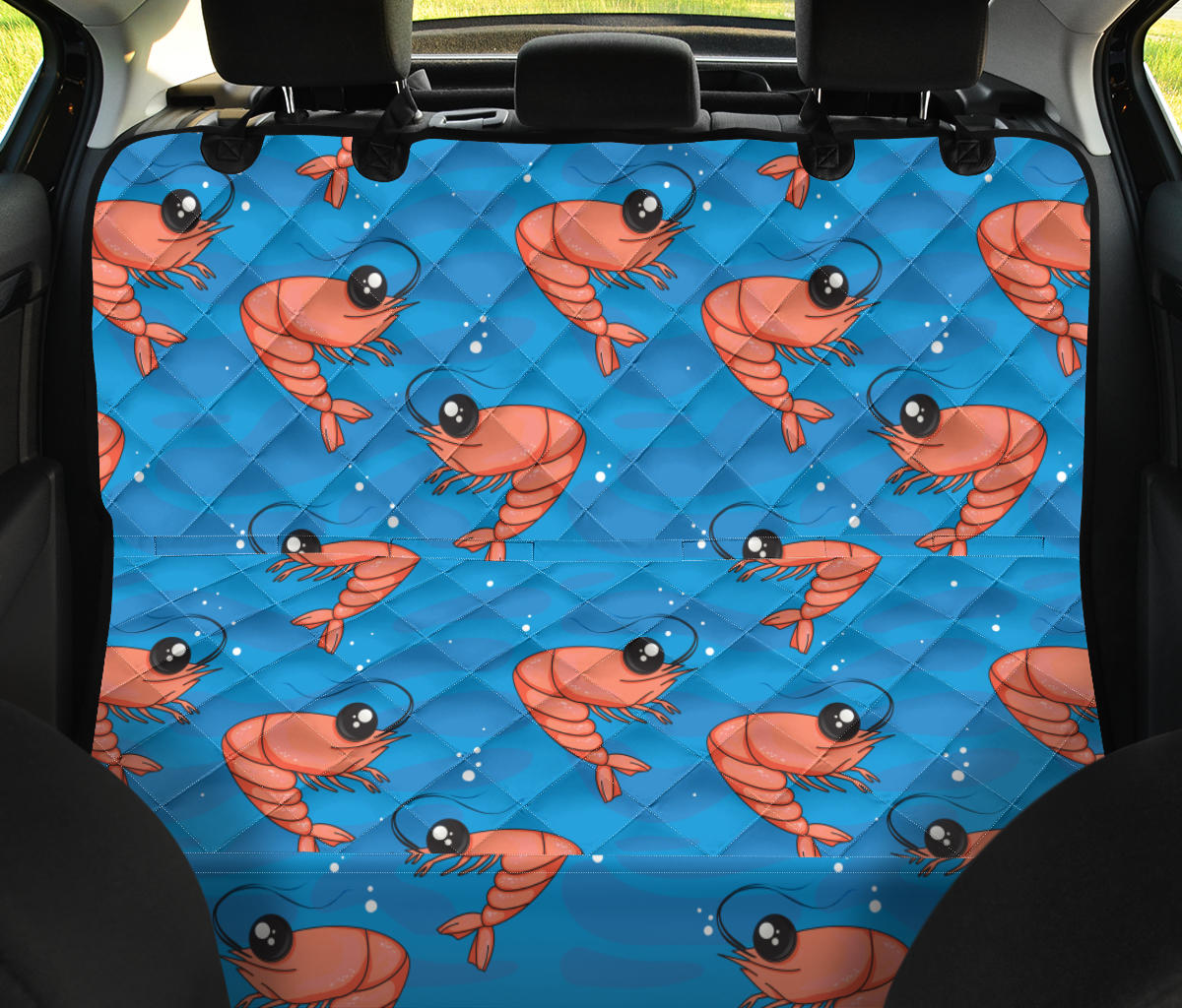 Prawn Cute Pattern Print Design 03 Rear Dog Car Seat Cover Hammock