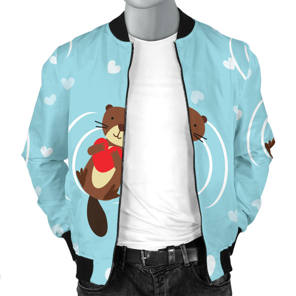 Sea Otter Cute Pattern Print Design 04 Men Bomber Jacket