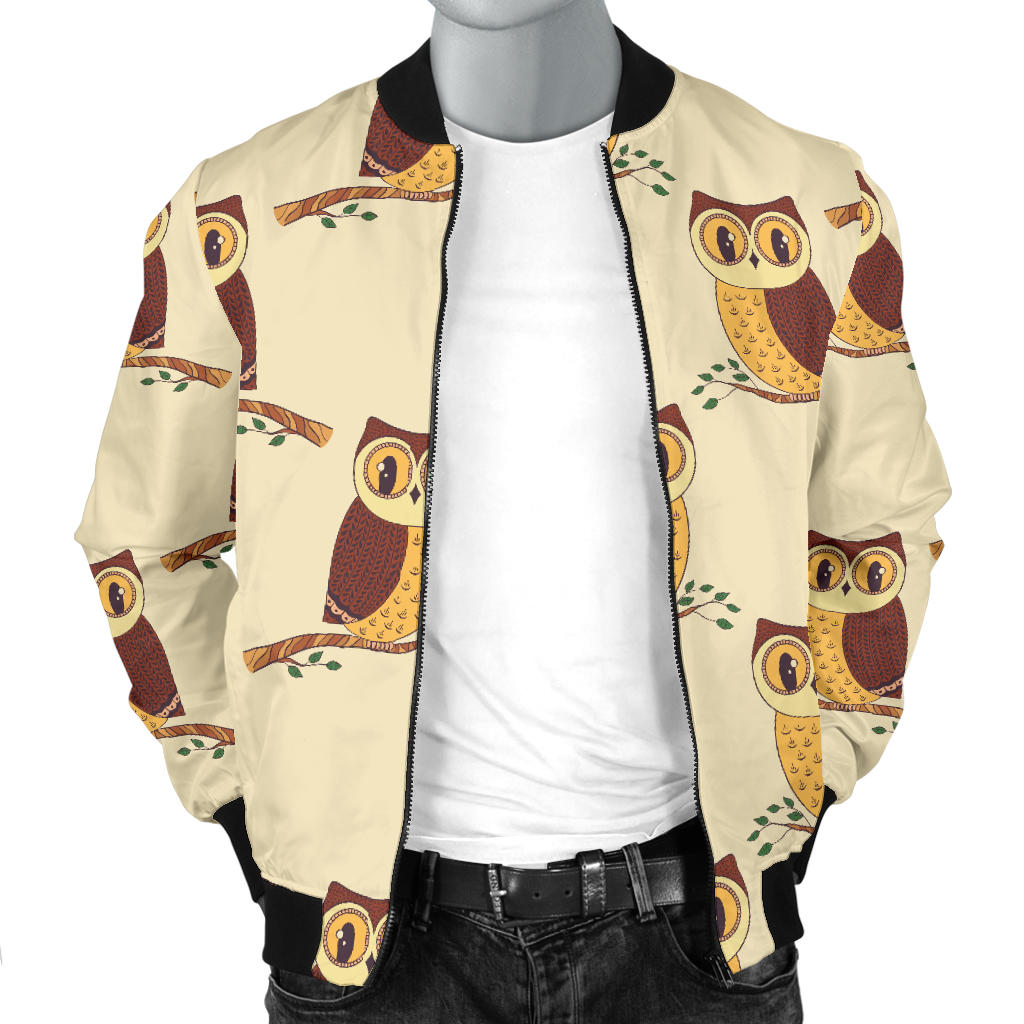 Owl Pattern Print Design A07 Men Bomber Jacket