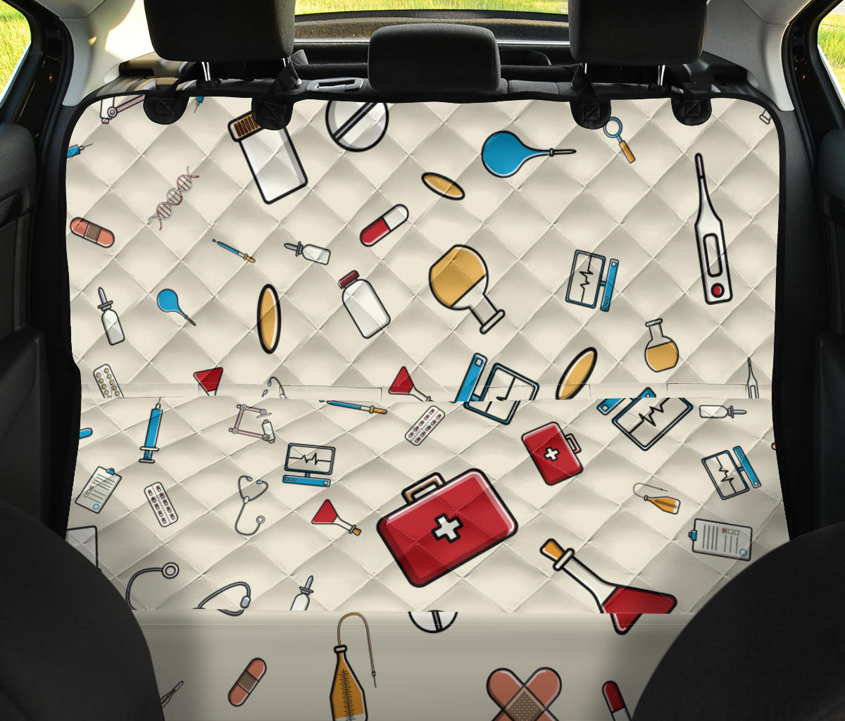 Nurse Pattern Print Design A04 Rear Dog Car Seat Cover Hammock