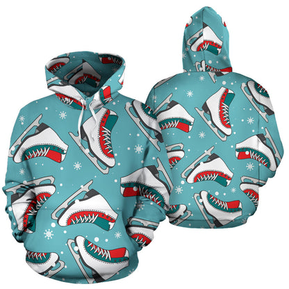 Ice Skate Pattern Print Design 03 Pullover Hoodie