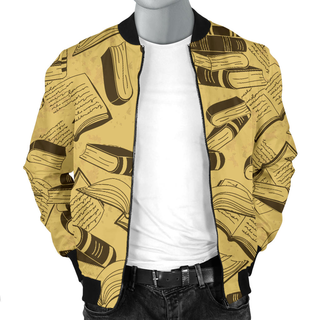 Book Pattern Print Design 02 Men Bomber Jacket