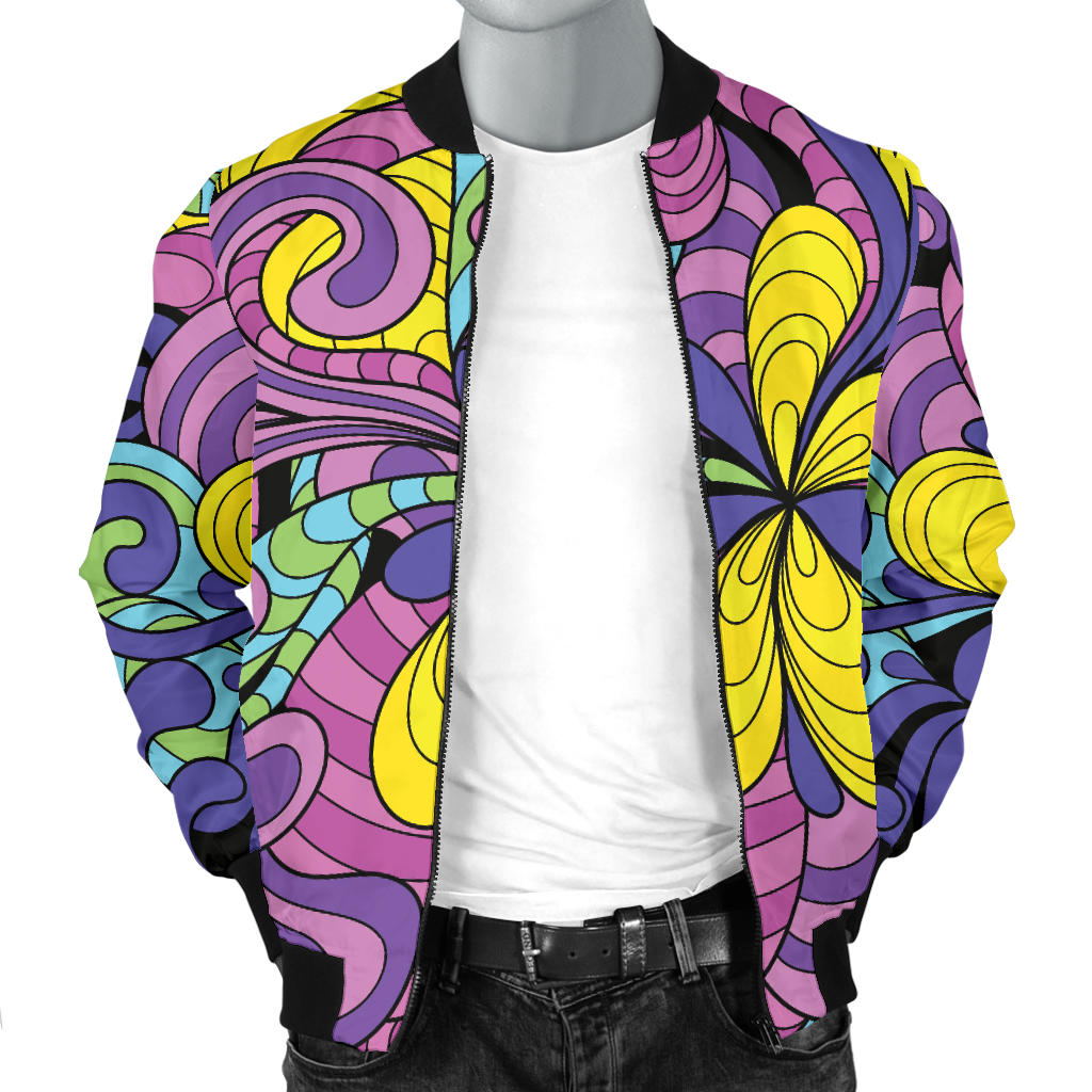 Psychedelic Pattern Print Design A04 Men Bomber Jacket