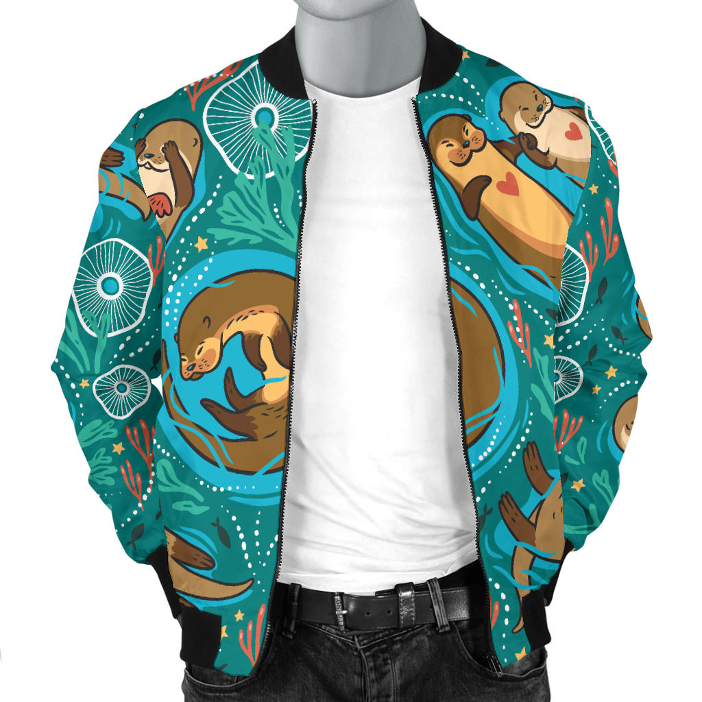 Sea Otter Pattern Print Design 01 Men Bomber Jacket