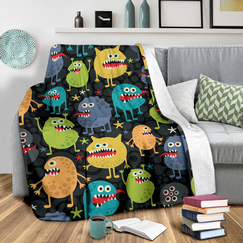 Monster Pattern Print Design 01 Premium Blanket