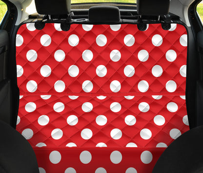 Polka Dot Red Pattern Print Design 04 Rear Dog Car Seat Cover Hammock