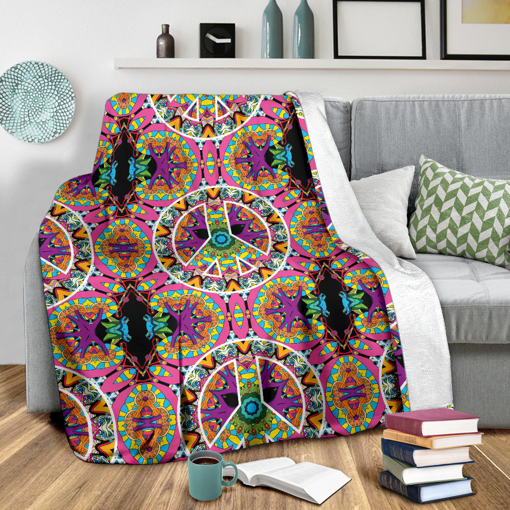 Peace Sign Pattern Print Design A03 Premium Blanket