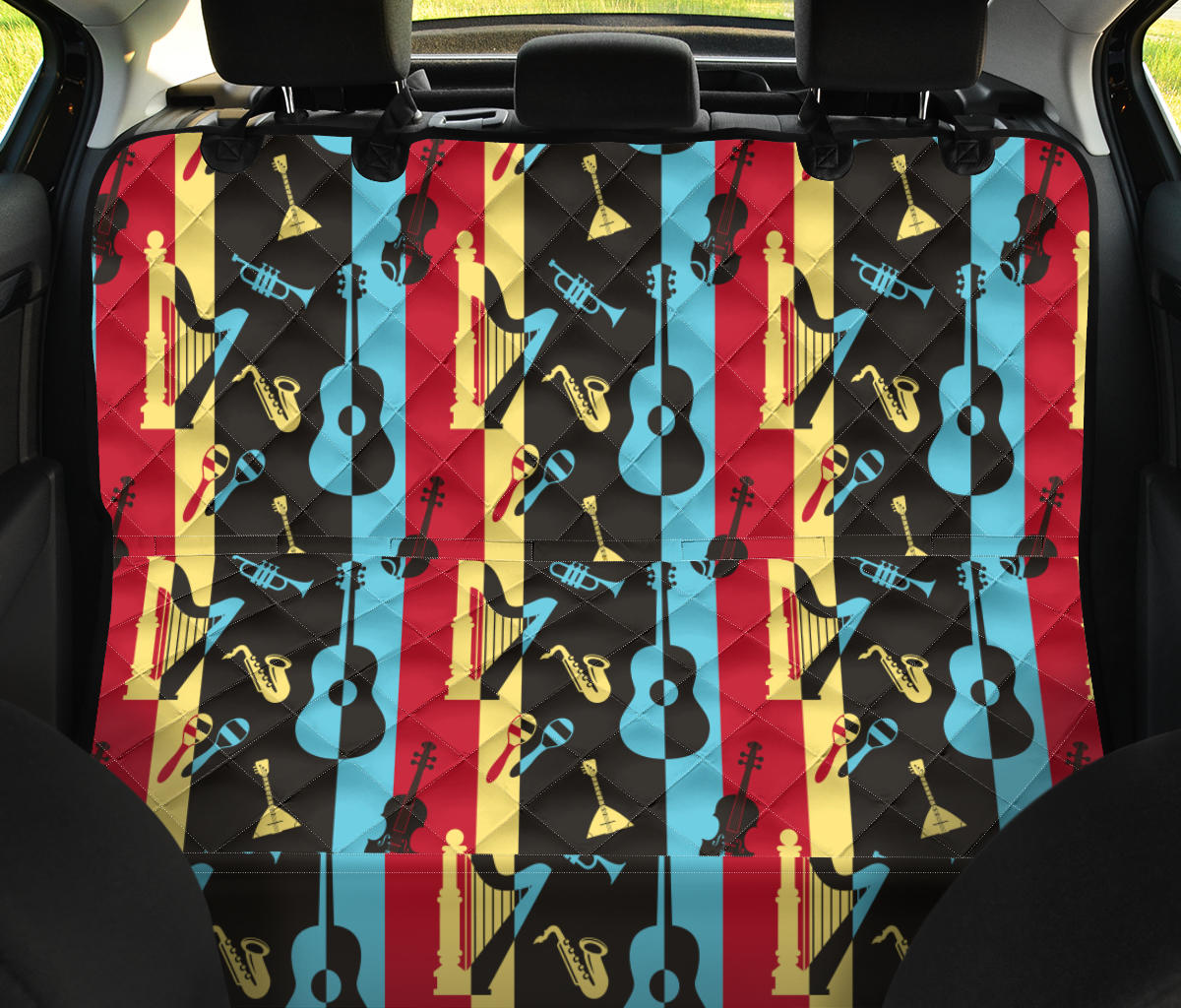 Jazz Pattern Print Design 02 Rear Dog Car Seat Cover Hammock