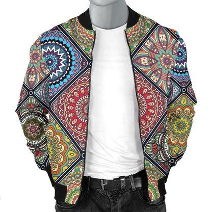Bohemian Pattern Print Design 05 Men Bomber Jacket