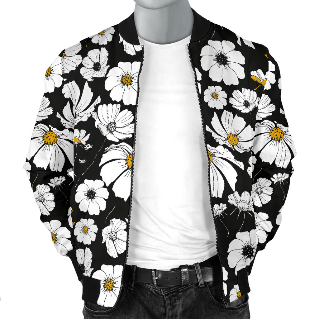 Daisy Pattern Print Design 02 Men Bomber Jacket