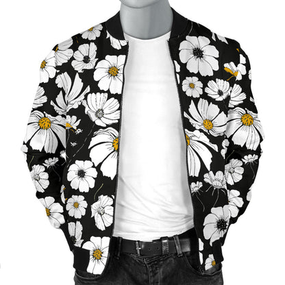 Daisy Pattern Print Design 02 Men Bomber Jacket