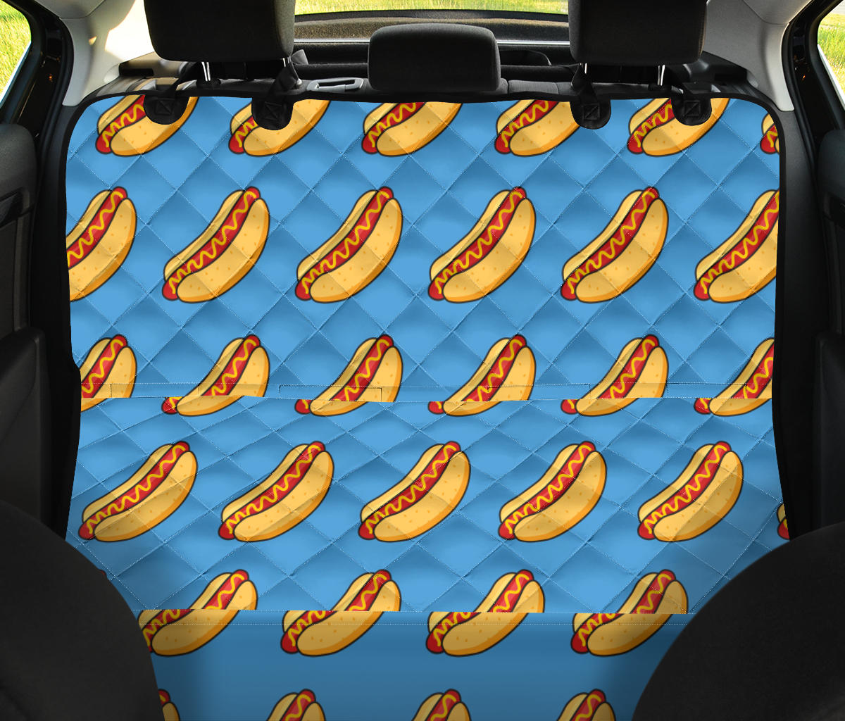 Hot Dog Pattern Print Design 02 Rear Dog Car Seat Cover Hammock
