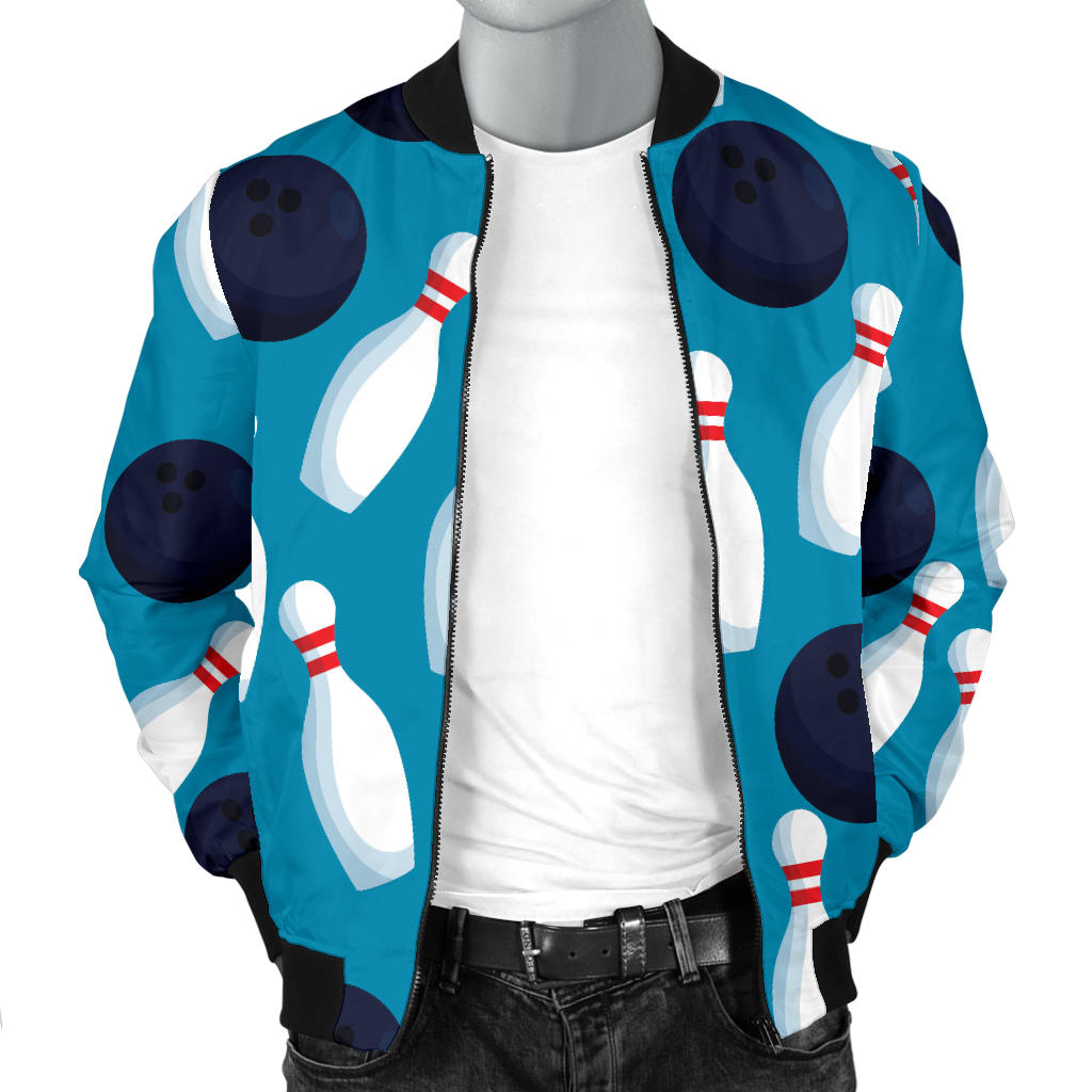 Bowling Pin Pattern Print Design 010 Men Bomber Jacket