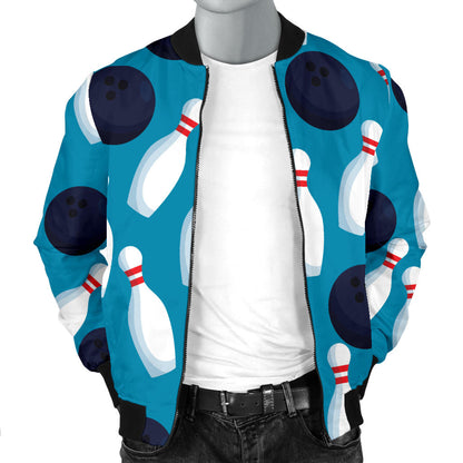 Bowling Pin Pattern Print Design 010 Men Bomber Jacket