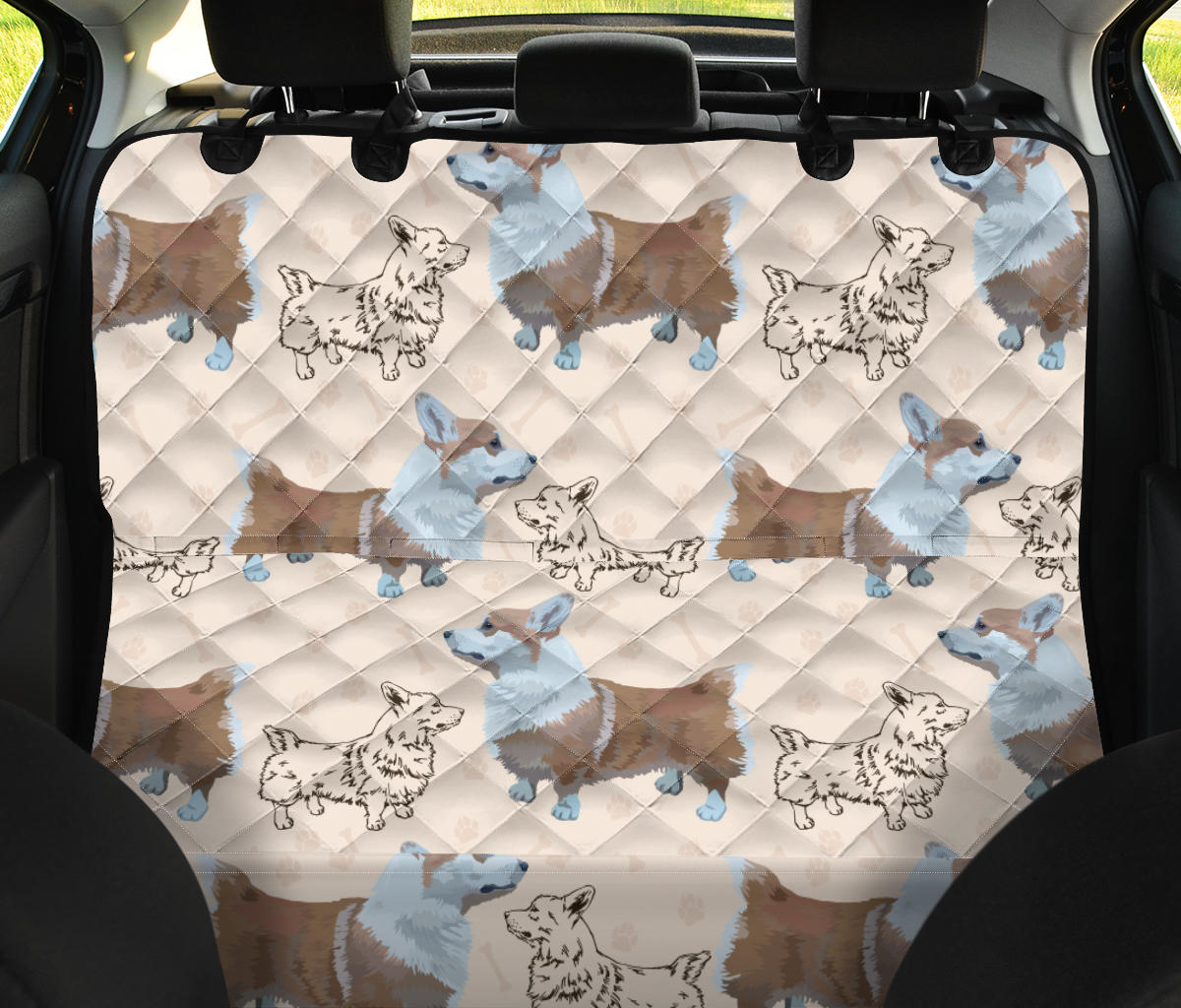 Pembroke Welsh Corgis Pattern Print Design A03 Rear Dog Car Seat Cover Hammock
