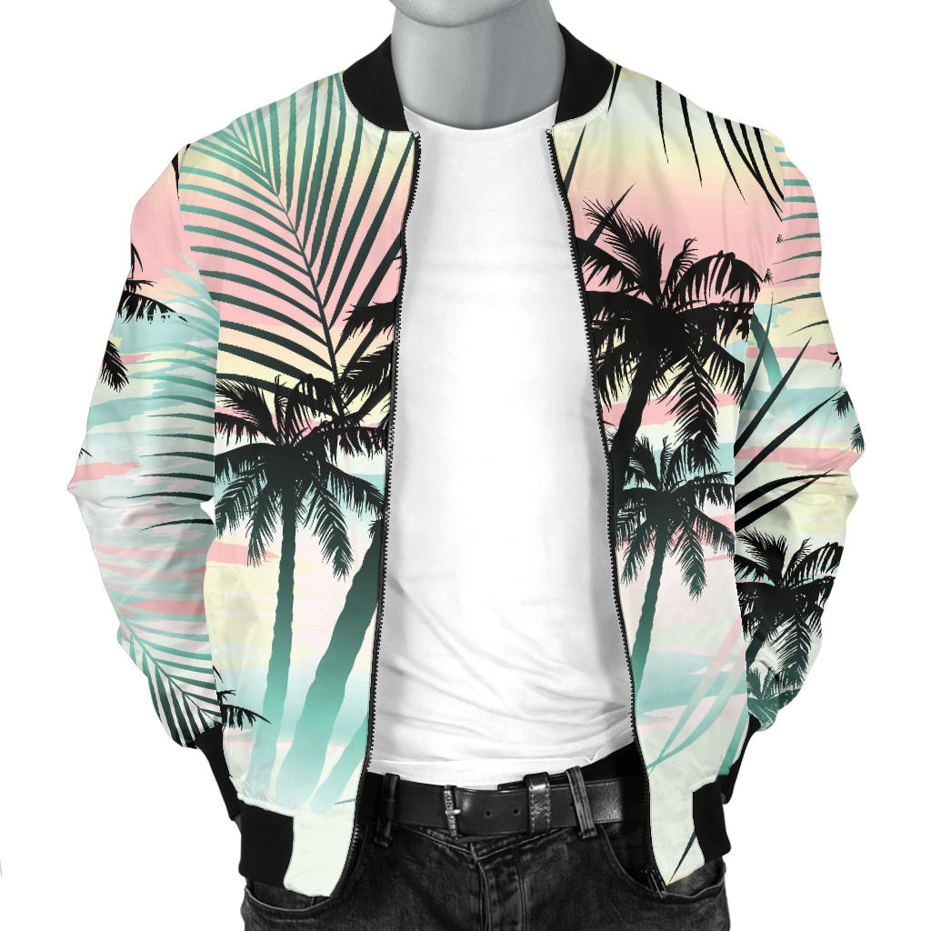 Palm Tree Pattern Print Design A03 Men Bomber Jacket