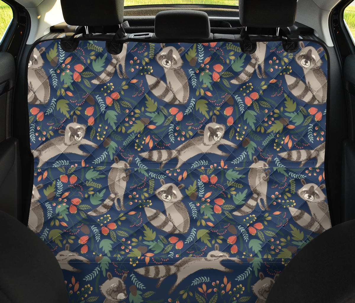 Raccoon Pattern Print Design A02 Rear Dog Car Seat Cover Hammock