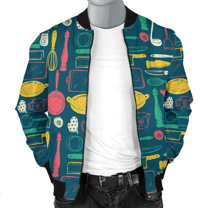 Cooking Kitchen Tools Pattern Print Design 01 Men Bomber Jacket