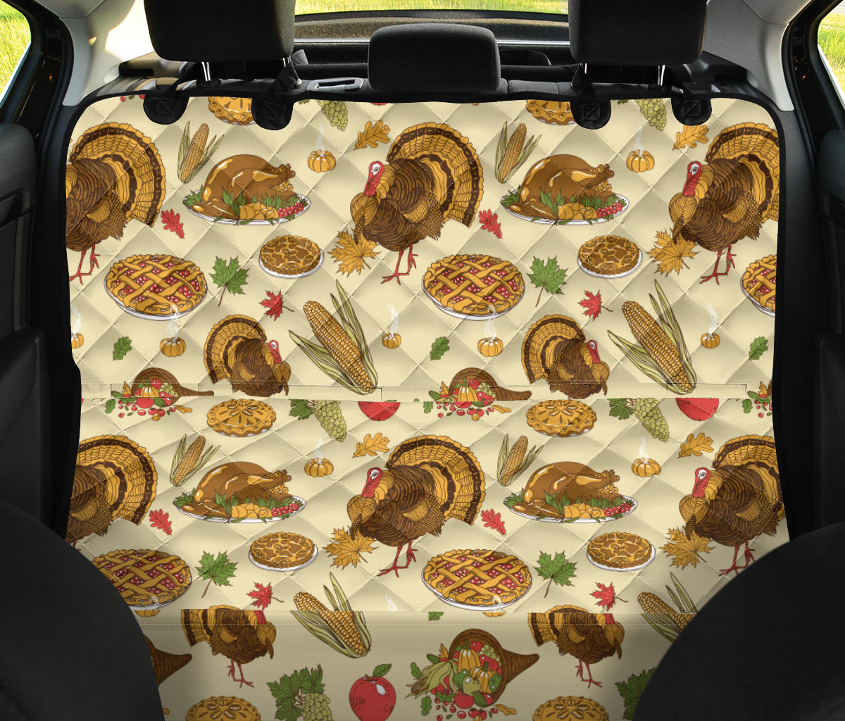 Turkey Pattern Print Design 02 Rear Dog Car Seat Cover Hammock