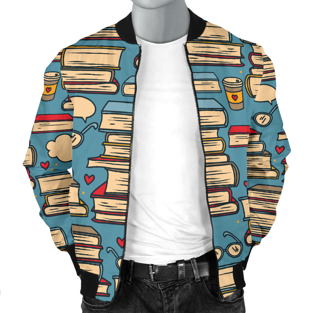 Book Pattern Print Design 03 Men Bomber Jacket