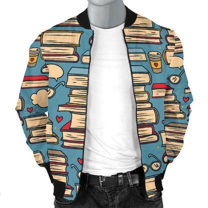 Book Pattern Print Design 03 Men Bomber Jacket