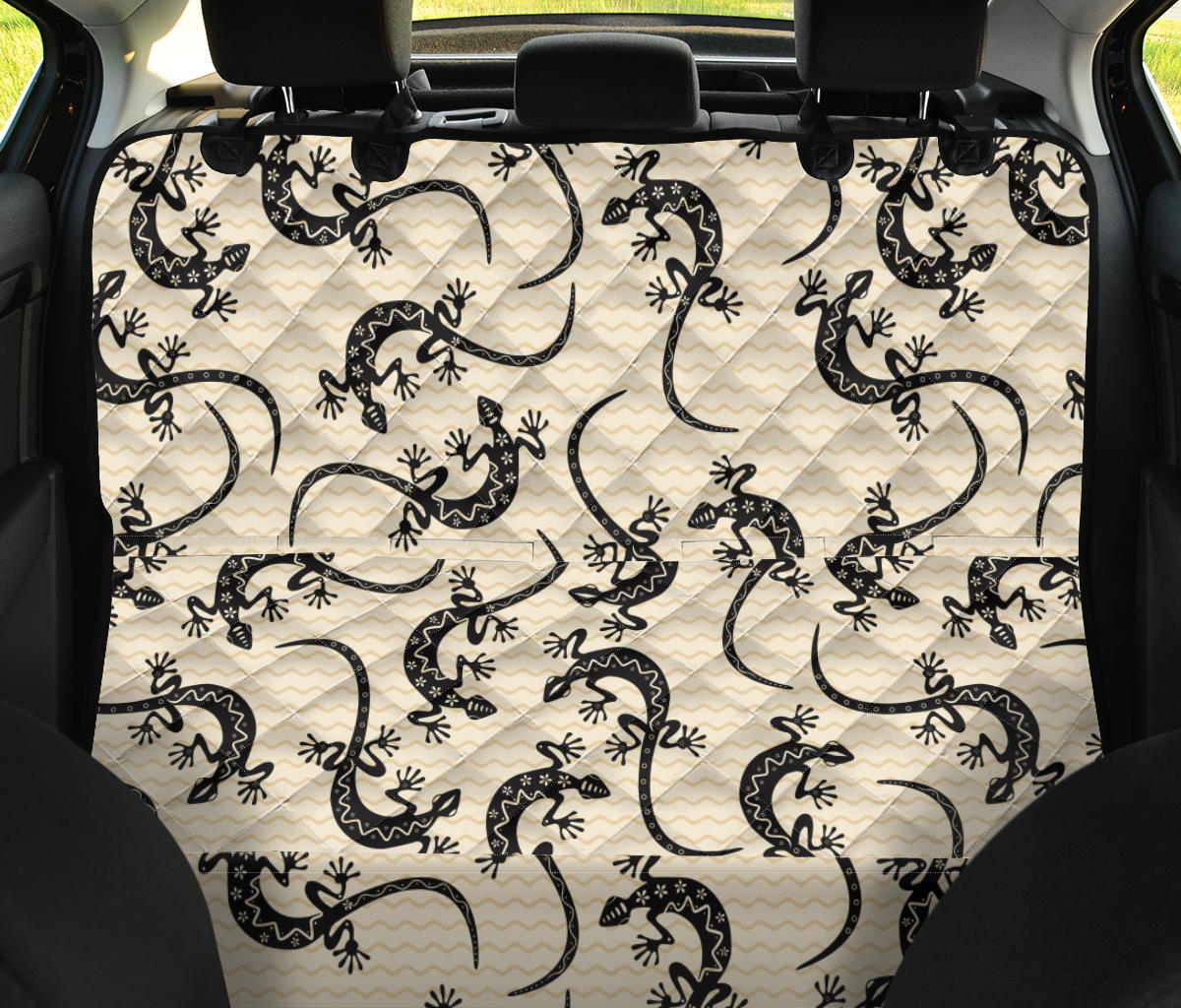 lizard Pattern Print Design 02 Rear Dog Car Seat Cover Hammock
