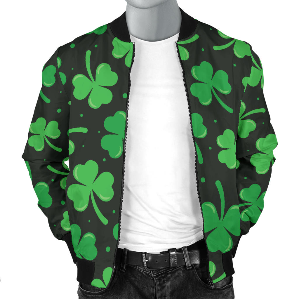 Clover Pattern Print Design 04 Men Bomber Jacket