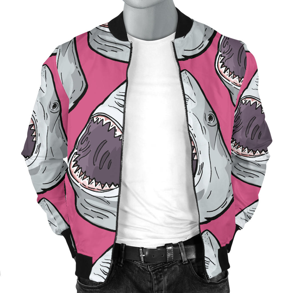 Great White Shark Pattern Print Design 01 Men Bomber Jacket