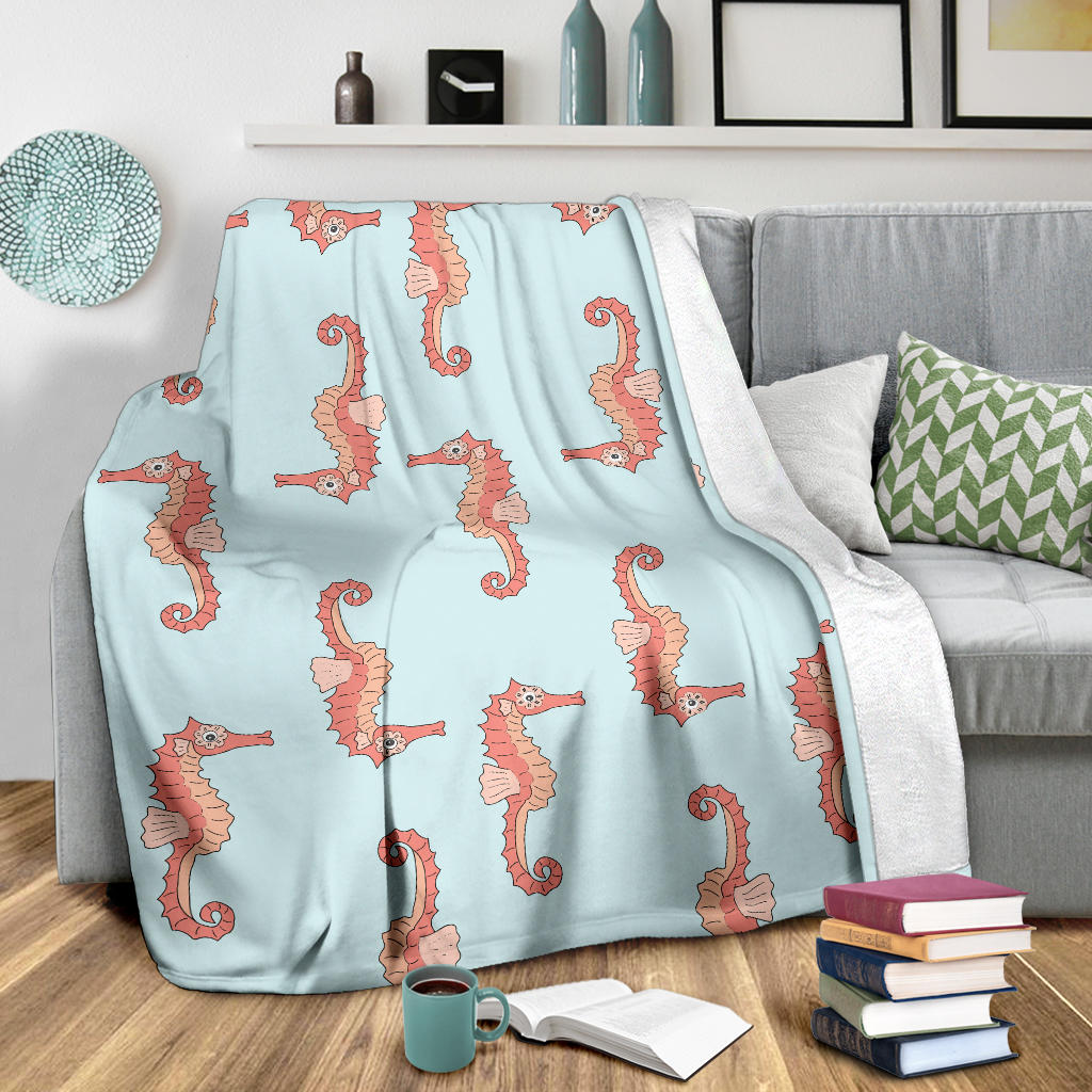 SeaHorse Pattern Print Design 01 Premium Blanket