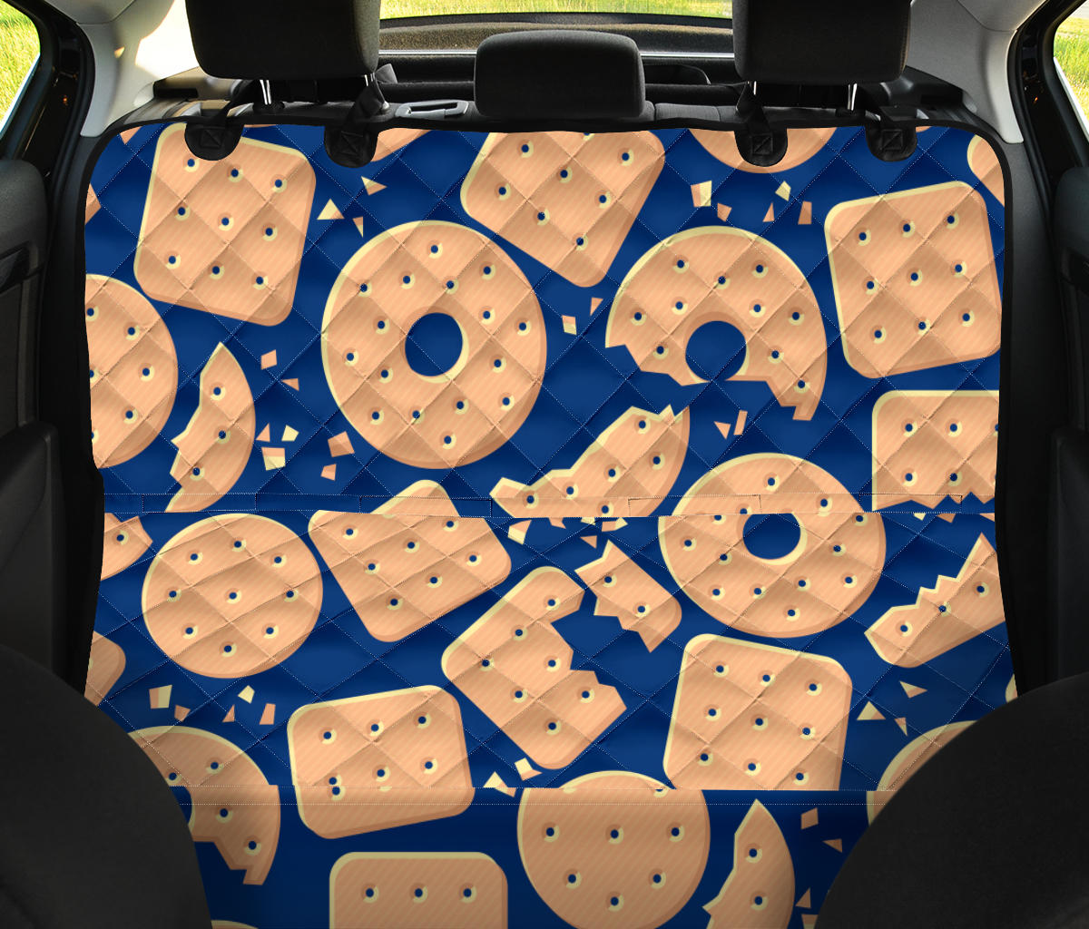 Cracker Pattern Print Design 03 Rear Dog Car Seat Cover Hammock