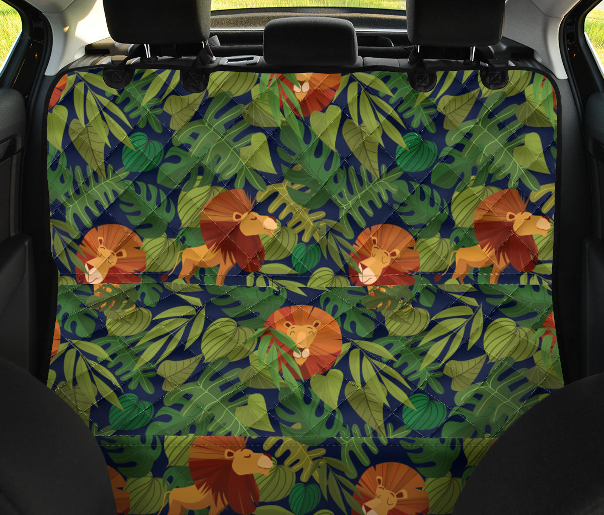 Lion Jungle Pattern Print Design 05 Rear Dog Car Seat Cover Hammock