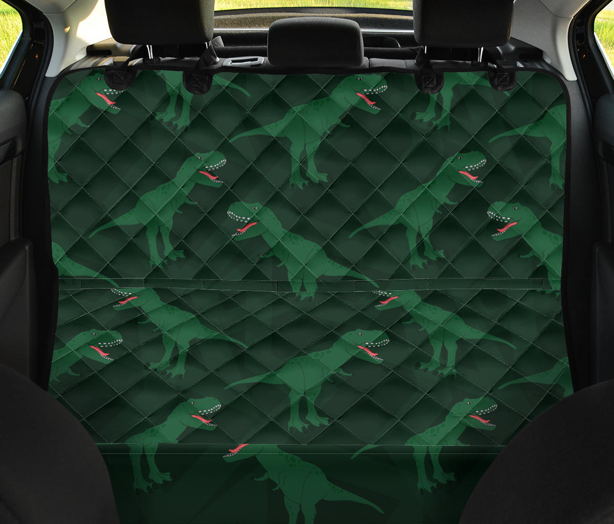 T Rex Pattern Print Design A06 Rear Dog Car Seat Cover Hammock