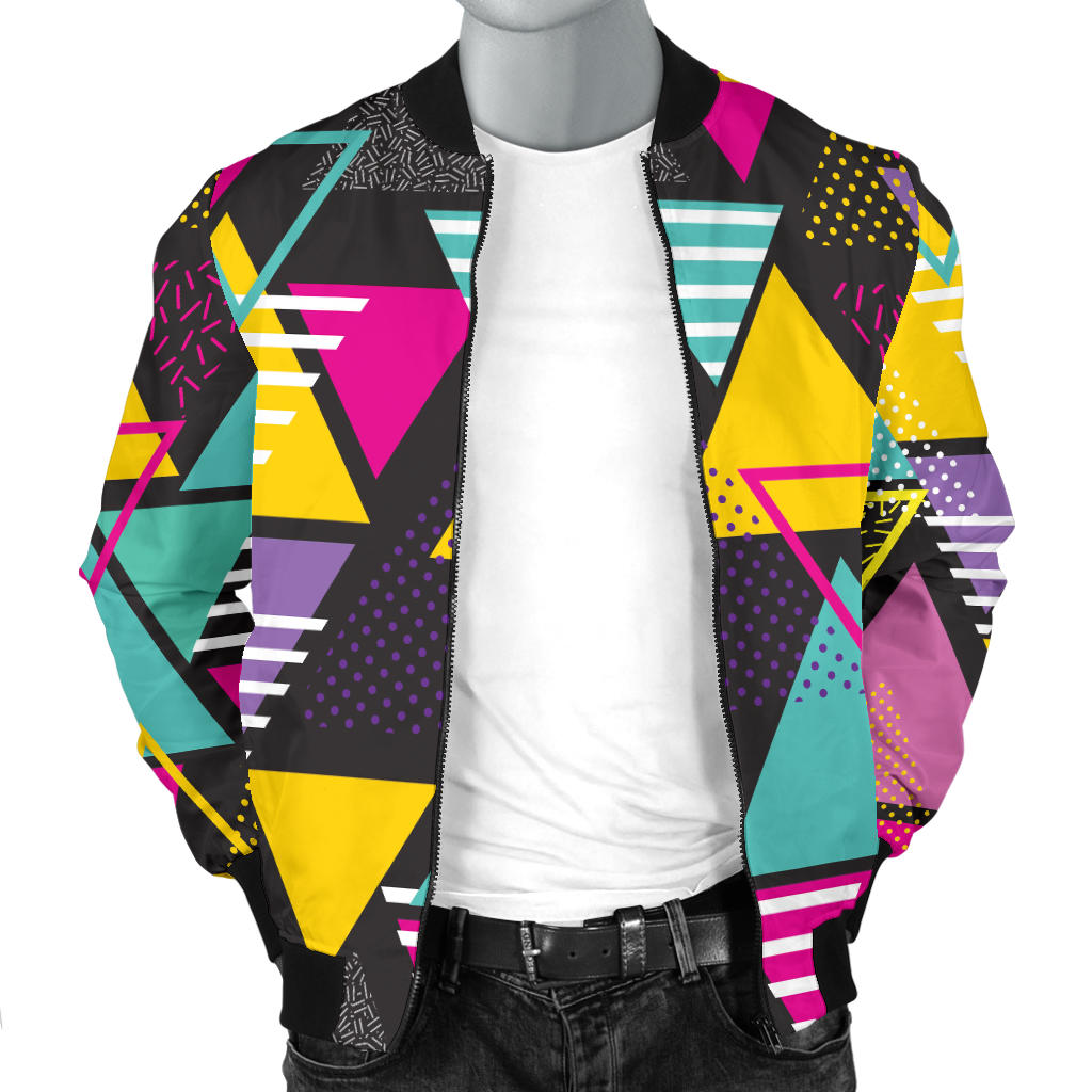 Geometric Colorful Pattern Print Design 02 Men Bomber Jacket