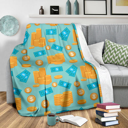 Money Pattern Print Design 03 Premium Blanket