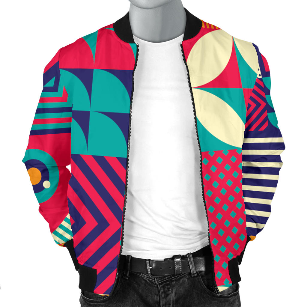 Mosaic Pattern Print Design 03 Men Bomber Jacket