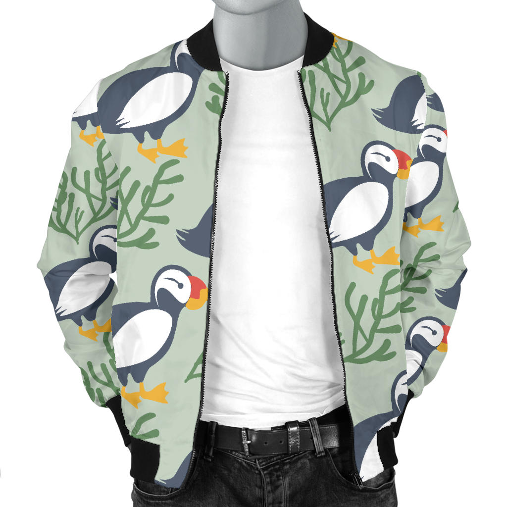 Puffin Pattern Print Design A04 Men Bomber Jacket