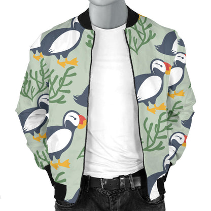 Puffin Pattern Print Design A04 Men Bomber Jacket