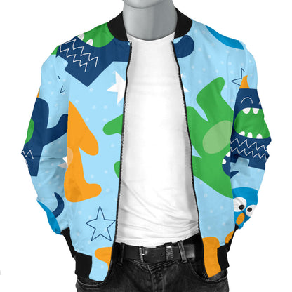 Monster Cartoon Pattern Print Design 04 Men Bomber Jacket